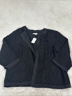 🥕 NWT Christopher & Banks Lace Overlay Open Front Jacket